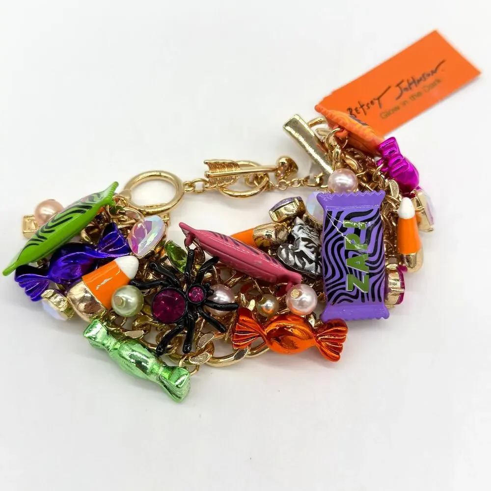 Betsey Johnson Halloween Candy Statement Bracelet Glow In The Dark NEW